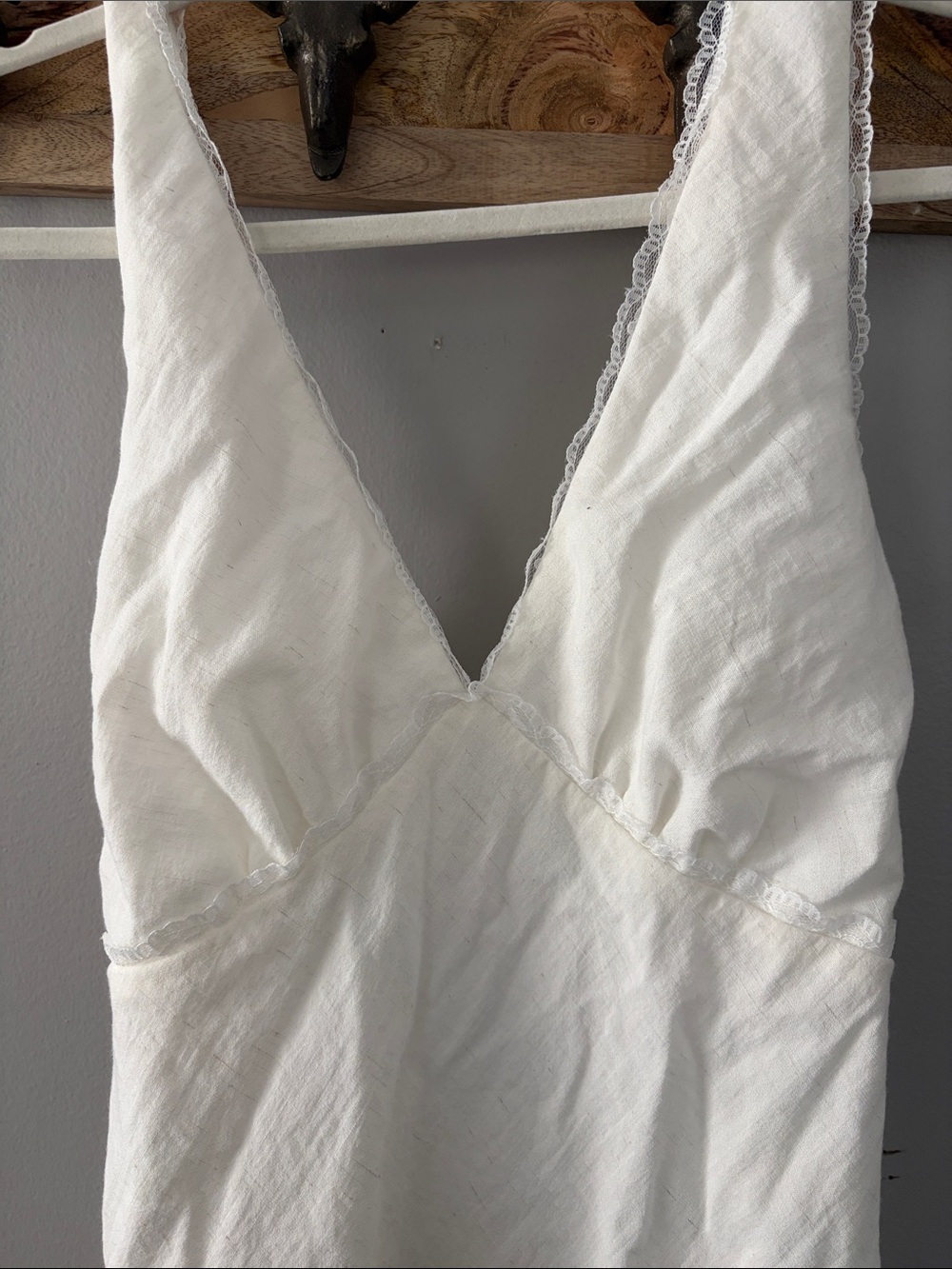 Rhythm Cream V-Neck Linen Slip Dress